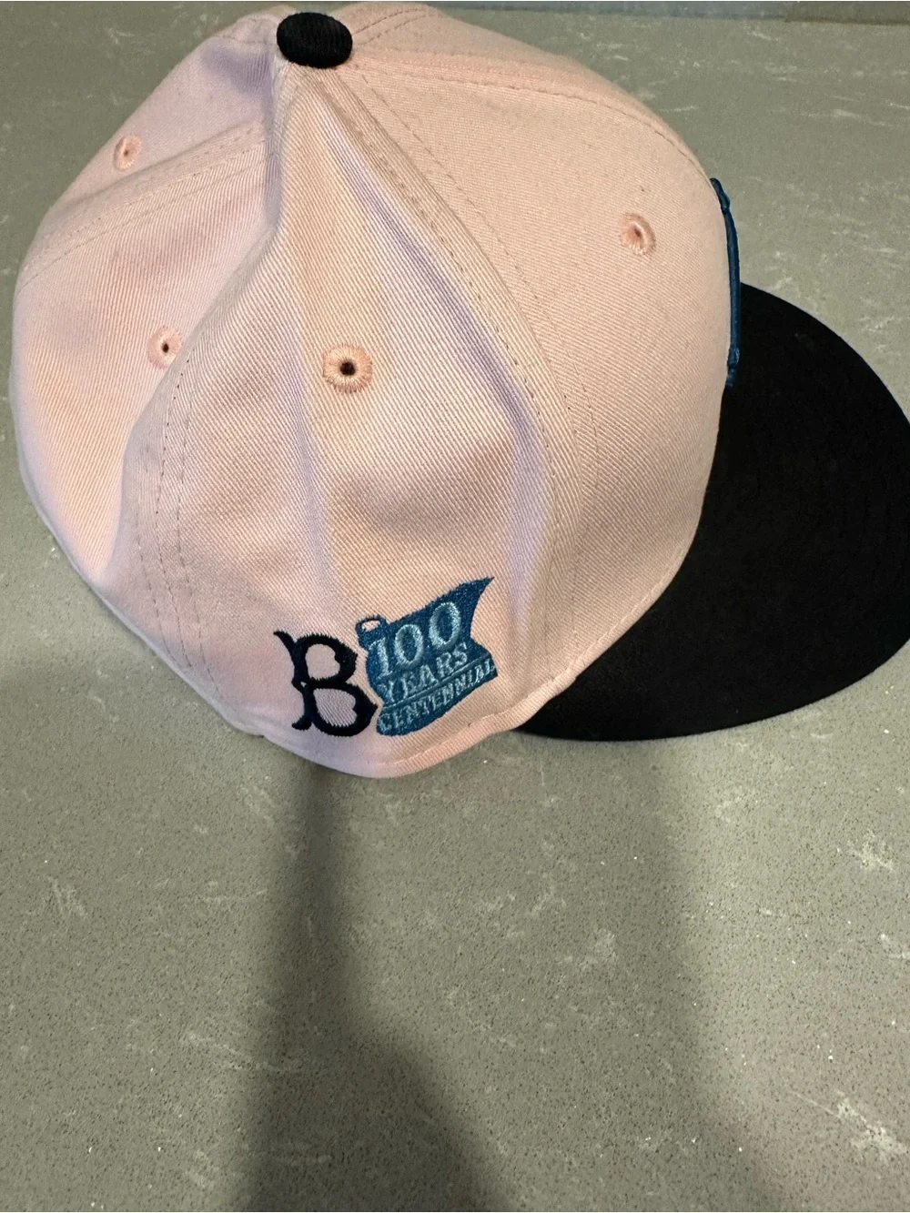 Brooklyn Dodgers Kids Pink and Black Baseball Cap with Navy 'B' Logo